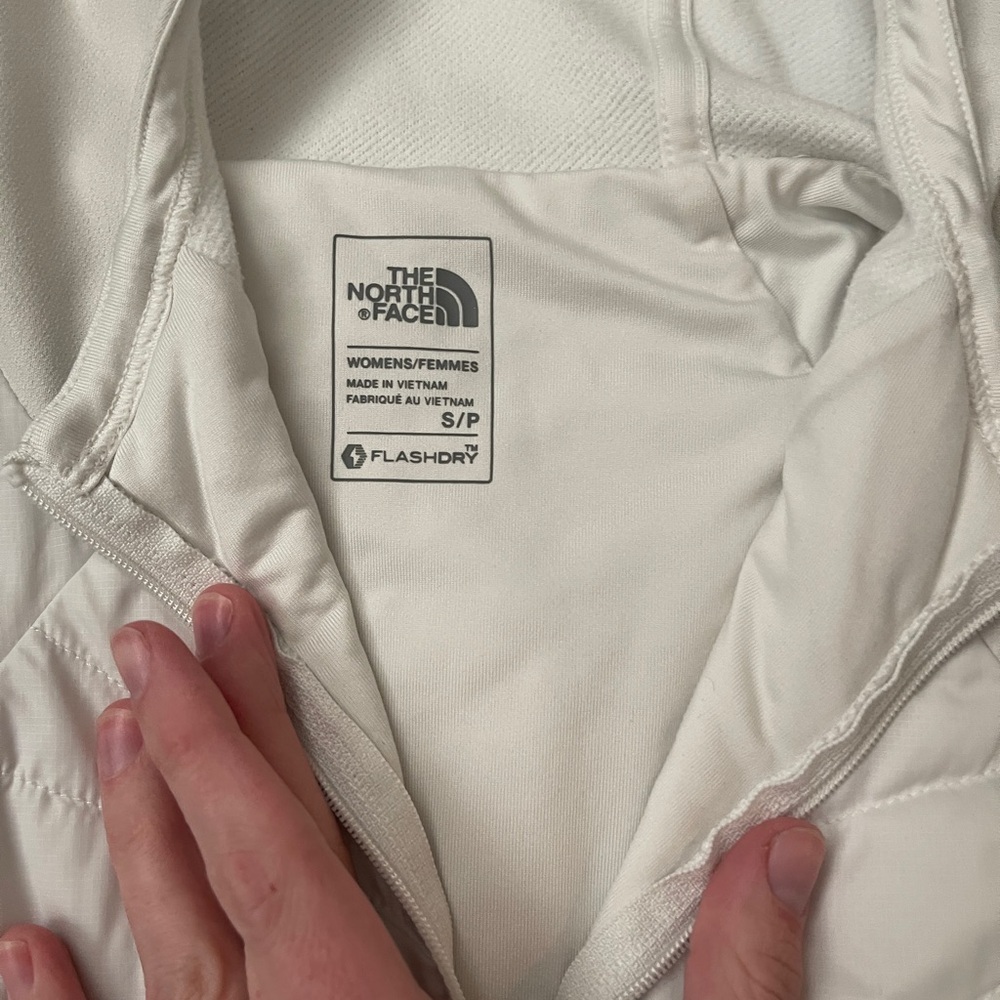 The North Face Hooded Vest Womens Size Sp white  Quilted Front Flashdry Full Zip - Picture 7 of 10